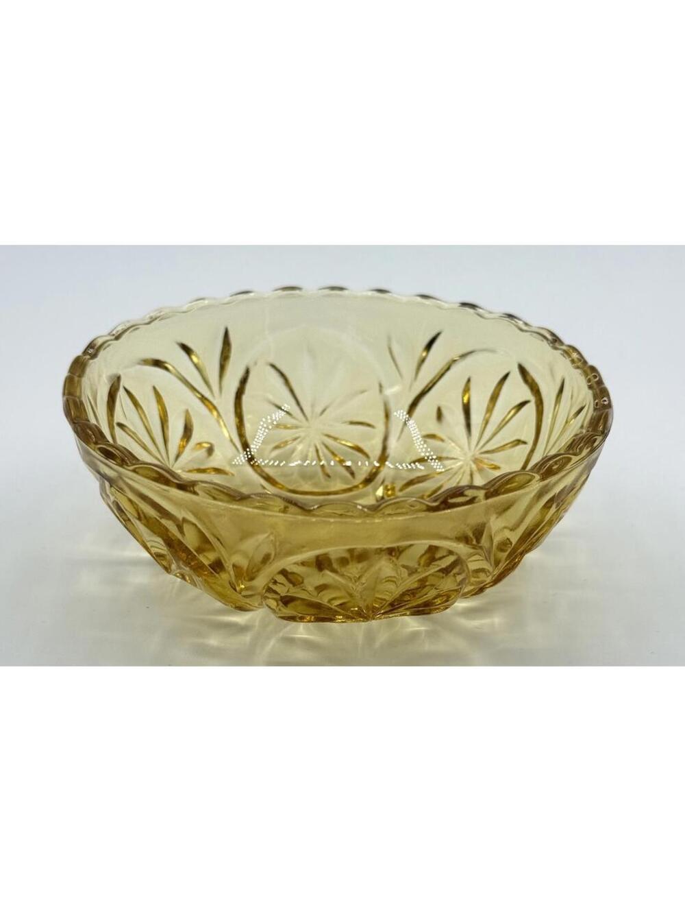 Anchor Hocking Amber Star Cameo Medallion Bowl Vintage Honey Gold Glass